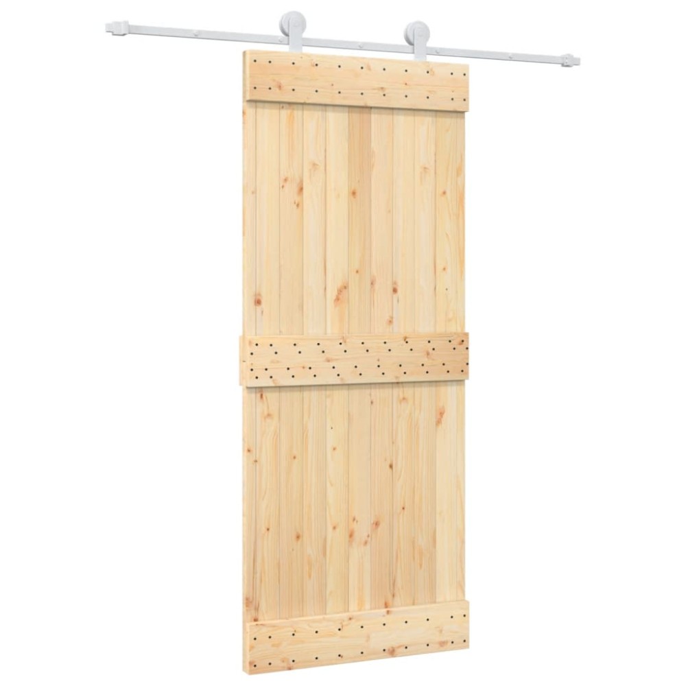 vidaXL Ușă glisantă cu set de feronerie 85x210 cm, lemn masiv de pin