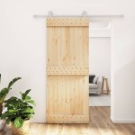 vidaXL Ușă glisantă cu set de feronerie 85x210 cm, lemn masiv de pin vidaXL Ușă glisantă cu set de feronerie 85x210 cm, lemn masiv de pin