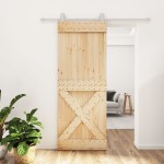vidaXL Ușă glisantă cu set de feronerie 80x210 cm, lemn masiv de pin vidaXL Ușă glisantă cu set de feronerie 80x210 cm, lemn masiv de pin