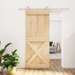 vidaXL Ușă glisantă cu set de feronerie 85x210 cm, lemn masiv de pin vidaXL Ușă glisantă cu set de feronerie 85x210 cm, lemn masiv de pin