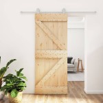 vidaXL Ușă glisantă cu set de feronerie 85x210 cm, lemn masiv de pin vidaXL Ușă glisantă cu set de feronerie 85x210 cm, lemn masiv de pin