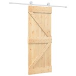 vidaXL Ușă glisantă cu set de feronerie 80x210 cm, lemn masiv de pin vidaXL Ușă glisantă cu set de feronerie 80x210 cm, lemn masiv de pin