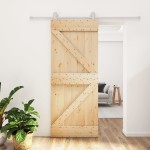 vidaXL Ușă glisantă cu set de feronerie 80x210 cm, lemn masiv de pin vidaXL Ușă glisantă cu set de feronerie 80x210 cm, lemn masiv de pin