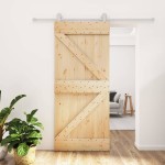 vidaXL Ușă glisantă cu set feronerie, 90x210 cm, lemn masiv de pin vidaXL Ușă glisantă cu set feronerie, 90x210 cm, lemn masiv de pin
