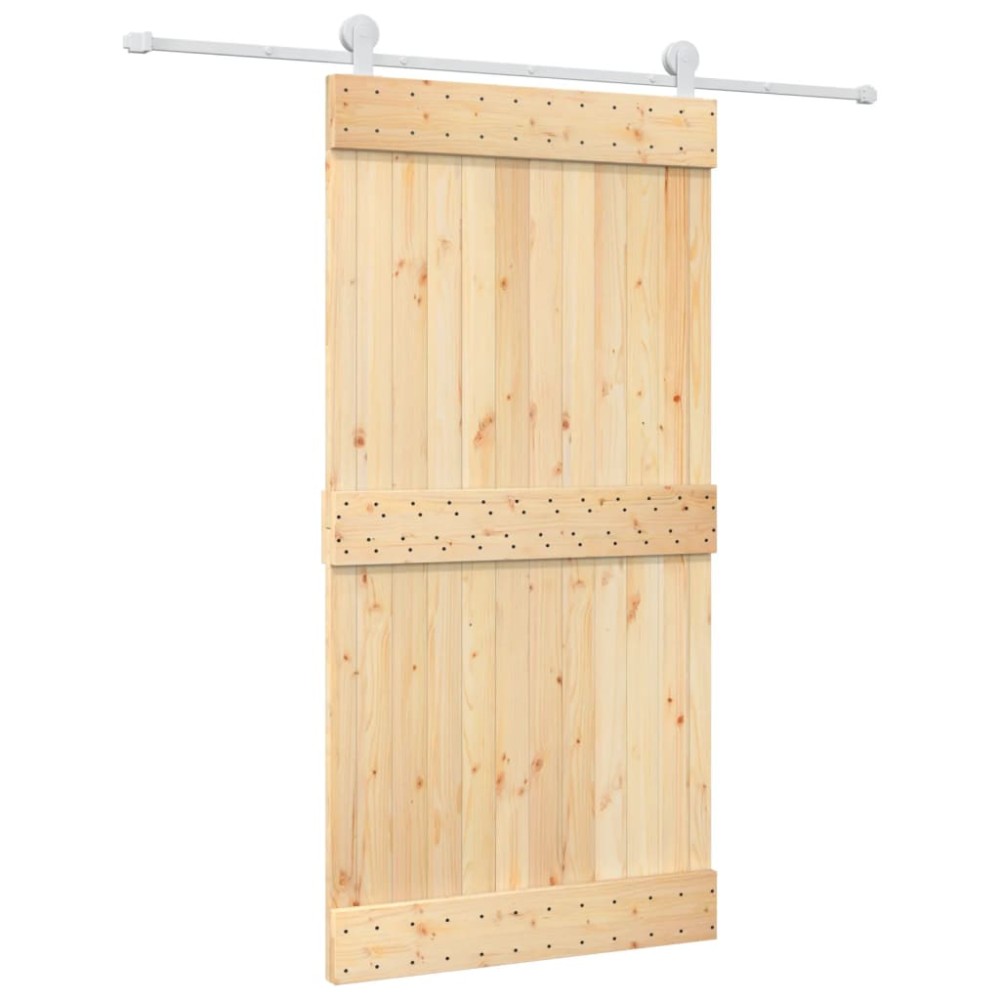 vidaXL Ușă glisantă cu set feronerie, 100x210 cm, lemn masiv de pin