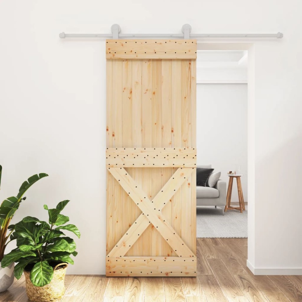 vidaXL Ușă glisantă cu set de feronerie 80x210 cm, lemn masiv de pin
