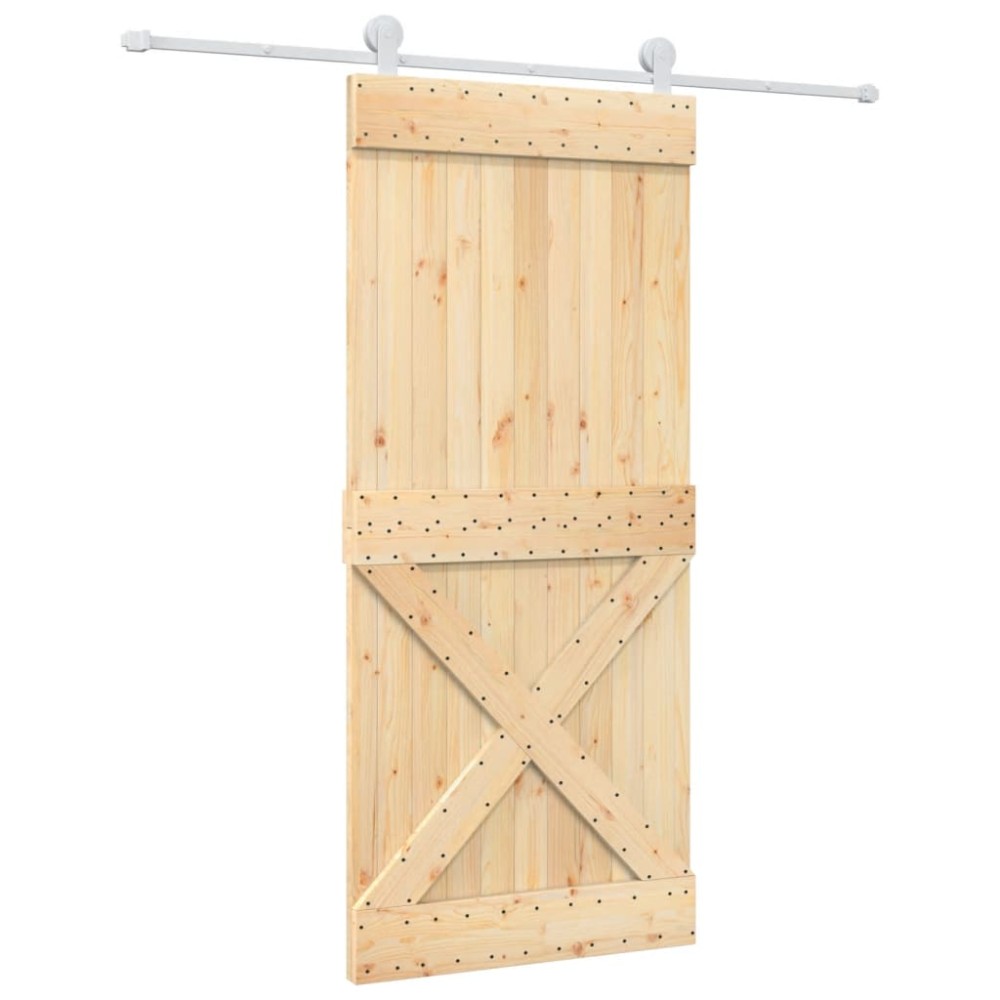 vidaXL Ușă glisantă cu set feronerie, 90x210 cm, lemn masiv de pin