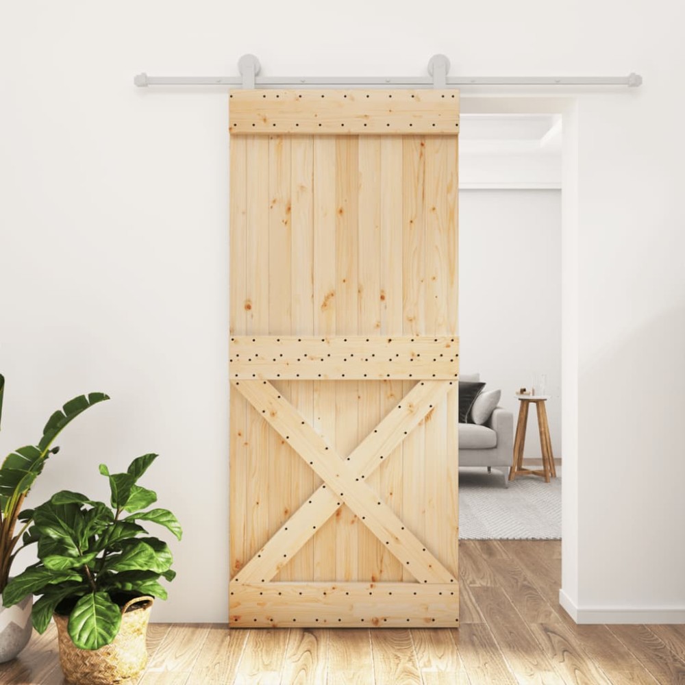 vidaXL Ușă glisantă cu set feronerie, 90x210 cm, lemn masiv de pin