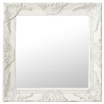vidaXL Oglindă de perete în stil baroc, alb, 50 x 50 cm vidaXL Oglindă de perete în stil baroc, alb, 50 x 50 cm