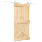 vidaXL Ușă glisantă cu set de feronerie 95x210 cm, lemn masiv de pin