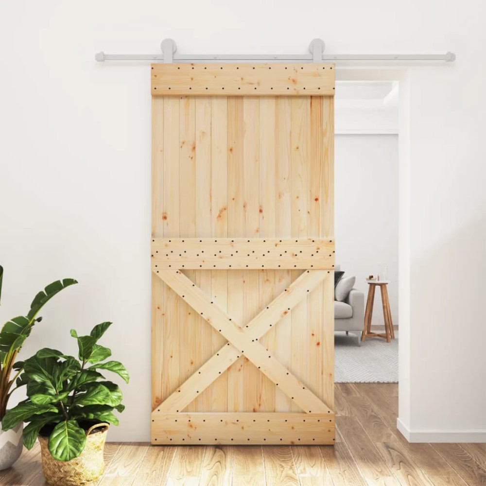 vidaXL Ușă glisantă cu set feronerie, 100x210 cm, lemn masiv de pin