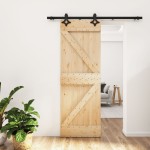 vidaXL Ușă glisantă cu set de feronerie 70x210 cm, lemn masiv de pin vidaXL Ușă glisantă cu set de feronerie 70x210 cm, lemn masiv de pin