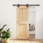 vidaXL Ușă glisantă cu set de feronerie 80x210 cm, lemn masiv de pin vidaXL Ușă glisantă cu set de feronerie 80x210 cm, lemn masiv de pin