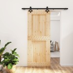 vidaXL Ușă glisantă cu set de feronerie 85x210 cm, lemn masiv de pin vidaXL Ușă glisantă cu set de feronerie 85x210 cm, lemn masiv de pin