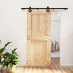 vidaXL Ușă glisantă cu set feronerie, 90x210 cm, lemn masiv de pin vidaXL Ușă glisantă cu set feronerie, 90x210 cm, lemn masiv de pin