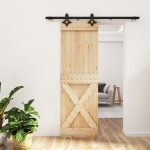 vidaXL Ușă glisantă cu set de feronerie 70x210 cm, lemn masiv de pin vidaXL Ușă glisantă cu set de feronerie 70x210 cm, lemn masiv de pin