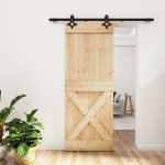vidaXL Ușă glisantă cu set de feronerie 80x210 cm, lemn masiv de pin vidaXL Ușă glisantă cu set de feronerie 80x210 cm, lemn masiv de pin