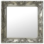 vidaXL Oglindă de perete în stil baroc, argintiu, 50 x 50 cm vidaXL Oglindă de perete în stil baroc, argintiu, 50 x 50 cm