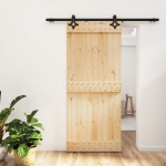 vidaXL Ușă glisantă cu set feronerie, 90x210 cm, lemn masiv de pin vidaXL Ușă glisantă cu set feronerie, 90x210 cm, lemn masiv de pin