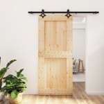 vidaXL Ușă glisantă cu set feronerie, 90x210 cm, lemn masiv de pin vidaXL Ușă glisantă cu set feronerie, 90x210 cm, lemn masiv de pin