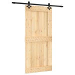 vidaXL Ușă glisantă cu set de feronerie 95x210 cm, lemn masiv de pin vidaXL Ușă glisantă cu set de feronerie 95x210 cm, lemn masiv de pin