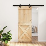 vidaXL Ușă glisantă cu set de feronerie 80x210 cm, lemn masiv de pin vidaXL Ușă glisantă cu set de feronerie 80x210 cm, lemn masiv de pin