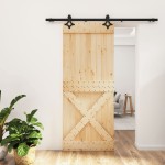 vidaXL Ușă glisantă cu set de feronerie 85x210 cm, lemn masiv de pin vidaXL Ușă glisantă cu set de feronerie 85x210 cm, lemn masiv de pin