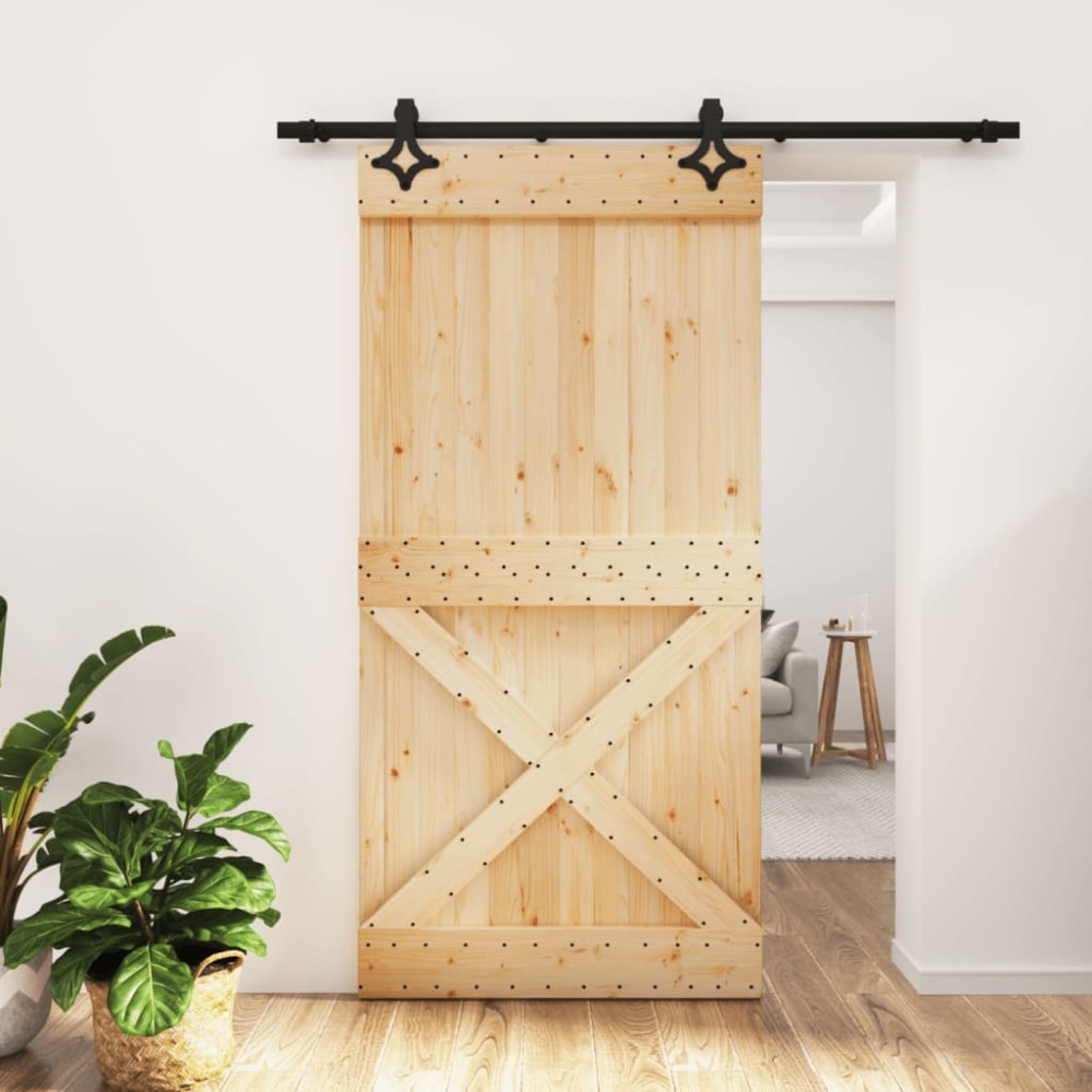 vidaXL Ușă glisantă cu set feronerie, 100x210 cm, lemn masiv de pin