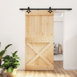 vidaXL Ușă glisantă cu set feronerie, 100x210 cm, lemn masiv de pin vidaXL Ușă glisantă cu set feronerie, 100x210 cm, lemn masiv de pin