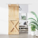 vidaXL Ușă glisantă cu set de feronerie 85x210 cm, lemn masiv de pin vidaXL Ușă glisantă cu set de feronerie 85x210 cm, lemn masiv de pin