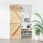 vidaXL Ușă glisantă cu set de feronerie 70x210 cm, lemn masiv de pin vidaXL Ușă glisantă cu set de feronerie 70x210 cm, lemn masiv de pin