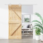 vidaXL Ușă glisantă cu set de feronerie 80x210 cm, lemn masiv de pin vidaXL Ușă glisantă cu set de feronerie 80x210 cm, lemn masiv de pin