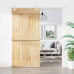 vidaXL Ușă glisantă cu set feronerie, 100x210 cm, lemn masiv de pin vidaXL Ușă glisantă cu set feronerie, 100x210 cm, lemn masiv de pin