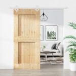 vidaXL Ușă glisantă cu set feronerie, 90x210 cm, lemn masiv de pin vidaXL Ușă glisantă cu set feronerie, 90x210 cm, lemn masiv de pin