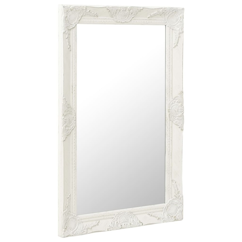 vidaXL Oglindă de perete în stil baroc, alb, 50 x 80 cm
