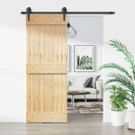 vidaXL Ușă glisantă cu set de feronerie 80x210 cm, lemn masiv de pin vidaXL Ușă glisantă cu set de feronerie 80x210 cm, lemn masiv de pin