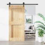 vidaXL Ușă glisantă cu set feronerie, 90x210 cm, lemn masiv de pin vidaXL Ușă glisantă cu set feronerie, 90x210 cm, lemn masiv de pin