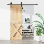 vidaXL Ușă glisantă cu set de feronerie 70x210 cm, lemn masiv de pin vidaXL Ușă glisantă cu set de feronerie 70x210 cm, lemn masiv de pin