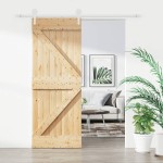 vidaXL Ușă glisantă cu set de feronerie 80x210 cm, lemn masiv de pin vidaXL Ușă glisantă cu set de feronerie 80x210 cm, lemn masiv de pin