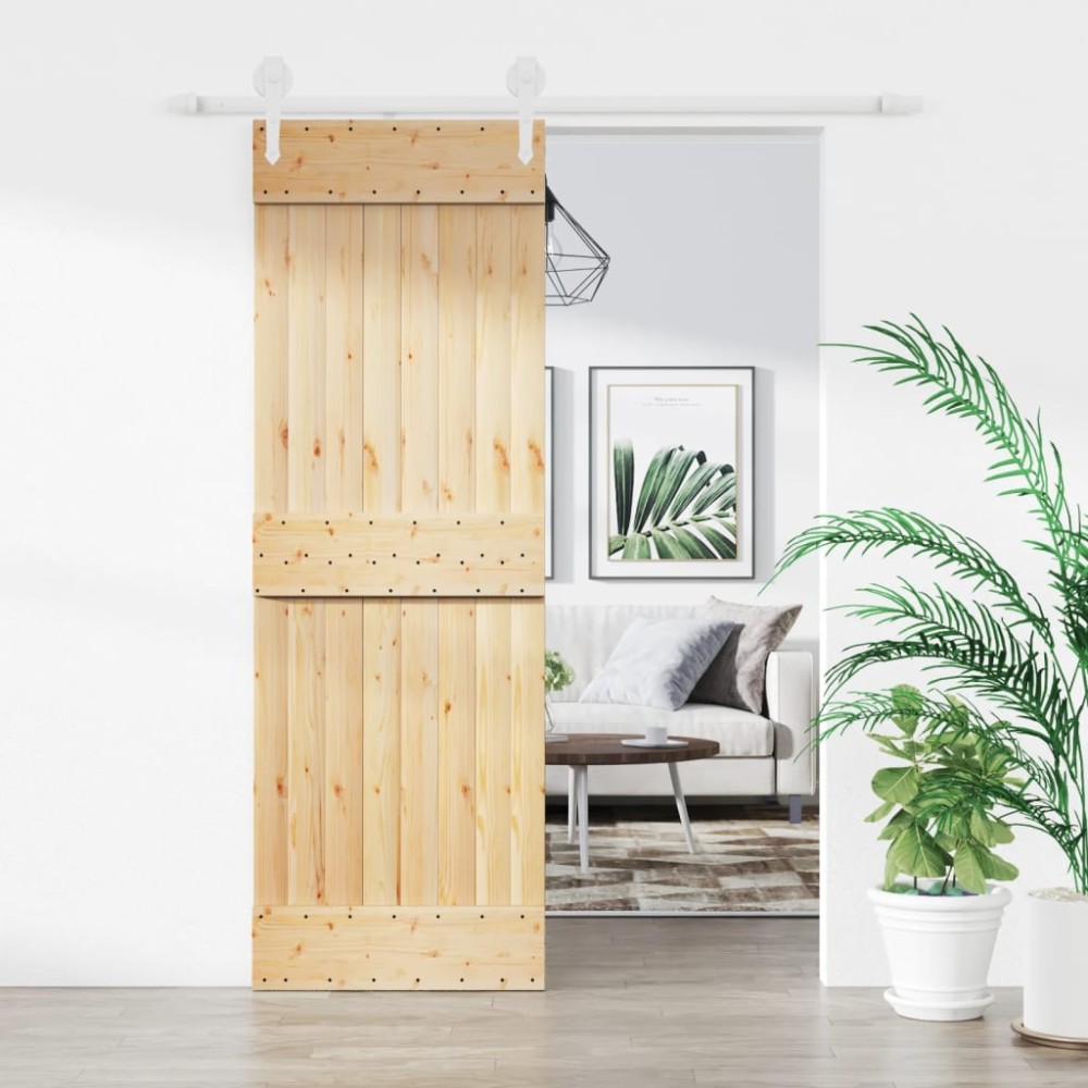 vidaXL Ușă glisantă cu set de feronerie 70x210 cm, lemn masiv de pin
