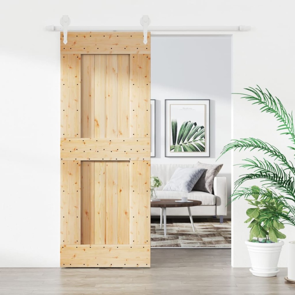 vidaXL Ușă glisantă cu set de feronerie 80x210 cm, lemn masiv de pin