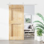 vidaXL Ușă glisantă cu set feronerie, 90x210 cm, lemn masiv de pin vidaXL Ușă glisantă cu set feronerie, 90x210 cm, lemn masiv de pin