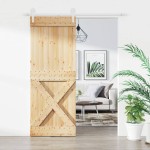 vidaXL Ușă glisantă cu set de feronerie 80x210 cm, lemn masiv de pin vidaXL Ușă glisantă cu set de feronerie 80x210 cm, lemn masiv de pin