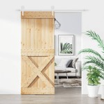 vidaXL Ușă glisantă cu set de feronerie 85x210 cm, lemn masiv de pin vidaXL Ușă glisantă cu set de feronerie 85x210 cm, lemn masiv de pin