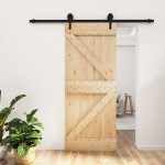 vidaXL Ușă glisantă cu set de feronerie 85x210 cm, lemn masiv de pin vidaXL Ușă glisantă cu set de feronerie 85x210 cm, lemn masiv de pin