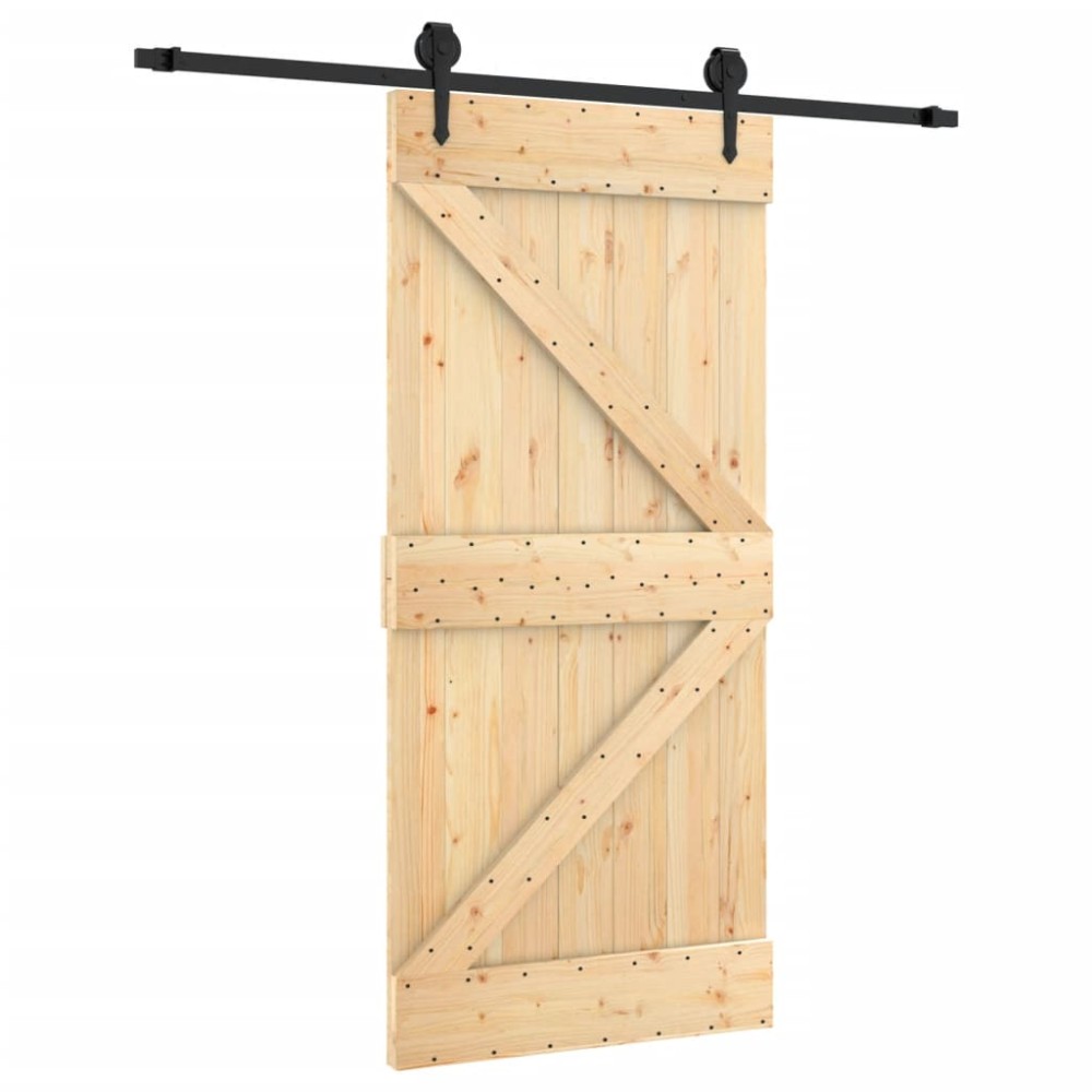 vidaXL Ușă glisantă cu set de feronerie 95x210 cm, lemn masiv de pin