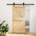vidaXL Ușă glisantă cu set de feronerie 95x210 cm, lemn masiv de pin vidaXL Ușă glisantă cu set de feronerie 95x210 cm, lemn masiv de pin