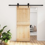 vidaXL Ușă glisantă cu set de feronerie 80x210 cm, lemn masiv de pin vidaXL Ușă glisantă cu set de feronerie 80x210 cm, lemn masiv de pin