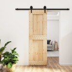 vidaXL Ușă glisantă cu set de feronerie 70x210 cm, lemn masiv de pin vidaXL Ușă glisantă cu set de feronerie 70x210 cm, lemn masiv de pin