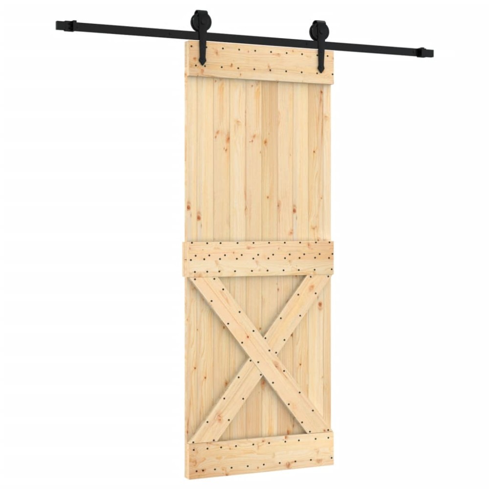 vidaXL Ușă glisantă cu set de feronerie 80x210 cm, lemn masiv de pin